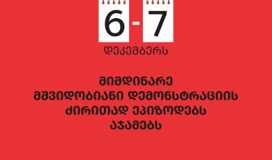 სოციალური სამართლიანობის ცენტრი 6-7 დეკემბერს მიმდინარე მშვიდობიანი დემონსტრაციის ძირითად ეპიზოდებს აჯამებს