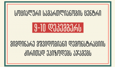 სოციალური სამართლიანობის ცენტრი 9-10 დეკემბერს მიმდინარე მშვიდობიანი დემონსტრაციის ძირითად ეპიზოდებს აჯამებს