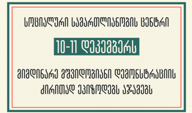 სოციალური სამართლიანობის ცენტრი 10-11 დეკემბერს მიმდინარე მშვიდობიანი დემონსტრაციის ძირითად ეპიზოდებს აჯამებს