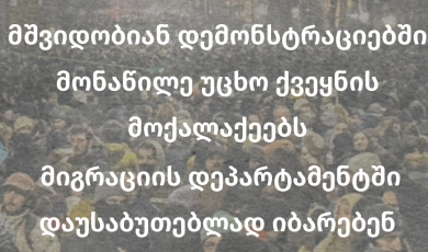 მშვიდობიან დემონსტრაციებში მონაწილე უცხო ქვეყნის მოქალაქეებს მიგრაციის დეპარტამენტში დაუსაბუთებლად იბარებენ