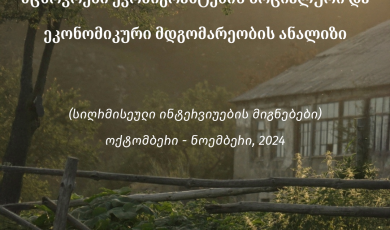 ადიგენის და წალკის მუნიციპალიტეტებში მცხოვრები ეკომიგრანტების სოციალური და ეკონომიკური მდგომარეობის ანალიზი - (სიღრმისეული ინტერვიუების მიგნებები), ოქტომბერი - ნოემბერი, 2024